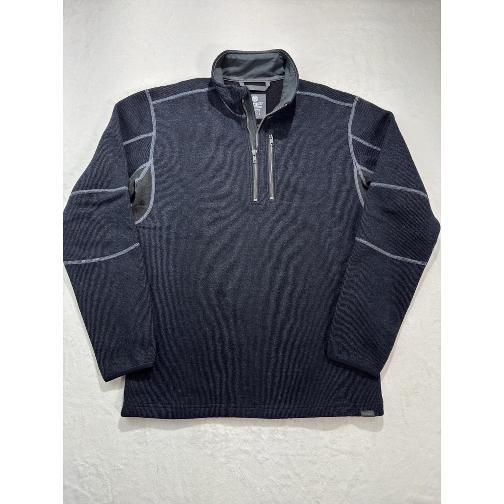 CQR Sweater Mens Medium Gray 1/4 Zip Mock Neck Knit Pullover Pockets Outdoor
